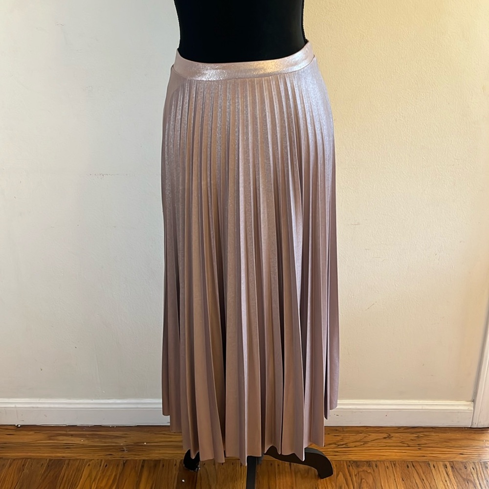 Halogen Metallic Pleated Maxi Skirt